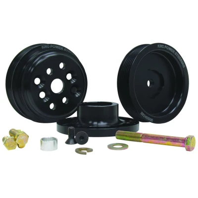 Pulley Kit, Pro-Series, 6-Rib Serpentine, 1 to 1, Aluminum, Black Anodized, Small Block Chevy, Kit - KRC36400000