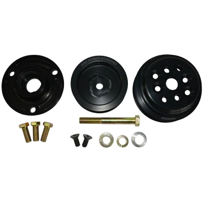 Pulley Kit, Pro-Series, 6-Rib Serpentine, Billet Aluminum, Black Anodized, Small Block Chevy, 15 % Kit - KRC36401500