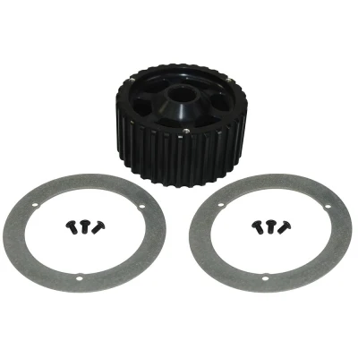 Power Steering Pulley, Elite Series, HTD, 32-Tooth, 30 mm Wide, Press-On, Aluminum, Black Anodized, KRC Pumps, Each - KRC40160632
