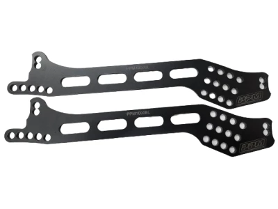 Older Longhorn 4 Bar Brackets, Aluminum, Double Slot, Left Side, Black, Pair. - PPM1000BL