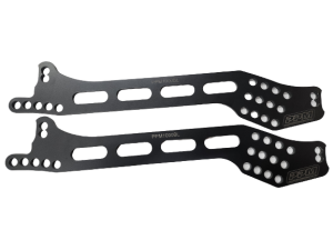 Older Longhorn 4 Bar Brackets, Aluminum, Double Slot, Left Side, Black, Pair.