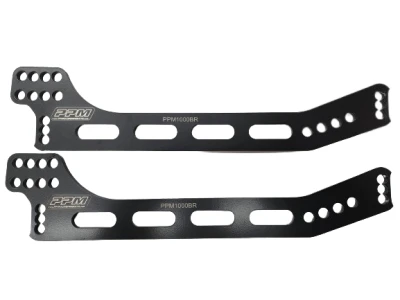 Older Longhorn 4 Bar Brackets, Aluminum, Double Slot, Right Side, Black, Pair. - PPM1000BR
