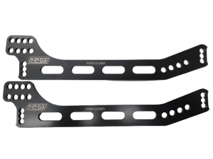 Older Longhorn 4 Bar Brackets, Aluminum, Double Slot, Right Side, Black, Pair.