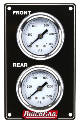 Brake Bias Gauge, Dual Gauge, 0-1000 psi, Mechanical, Analog, 1-1/2 in Diameter, White Face, Vertical Panel, Aluminum, Kit - QCP-61-105