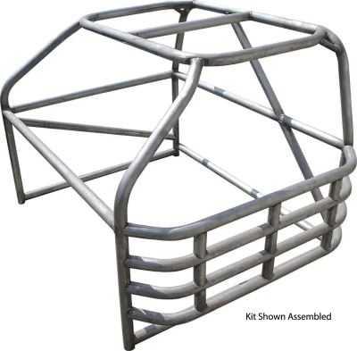 1979-1993 Ford Mustang Roll Cage, Deluxe, 4-Point, Weld-On, 1.75in. Diameter, 0.095in. Wall, Steel, Natural, Mini Stock, Kit. - ALL22106
