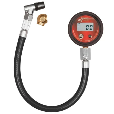Tire Pressure Gauge, Basic Digital, 0-60 psi, Digital, 2 in Diameter, Red Face, 0.1 lb Increments, Each - LON52-53006