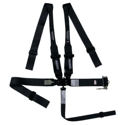 Harness, 5 Point, Ratcheting, SFI 16.1, Pull Down Adjust, Bolt-On / Wrap Around, Individual Harness, HANS Ready, Black, Kit - USD-HB22051HL