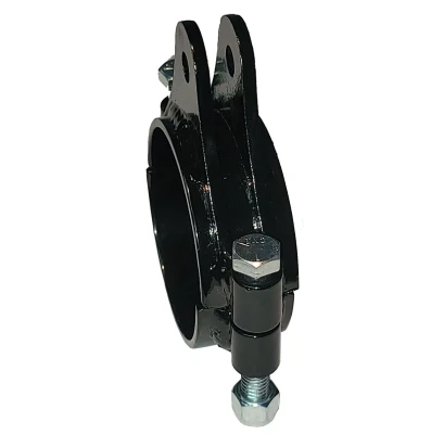 Clamp, Axle Mount, 3 in ID, 1.25 in wide, 2 pc, 3/16 in double shear mount,  3/8 in OD hole, steel, black powder coated. - PPM4018