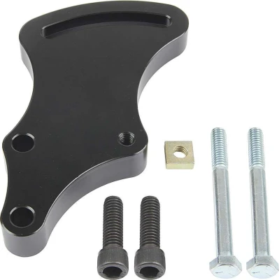 Power Steering Pump Bracket, Economy, Driver Side, Block Mount, Aluminum, Black Anodized, Short Water Pump, Small Block Chevy, Kit - PPM325-30034