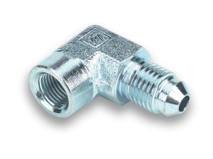 Fitting, Adapter, 90 degree, 1/8 in NPT Female to 4 AN Male, Steel, Zinc Oxide, Each