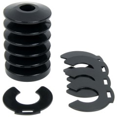 Bump Stop, 3 in Tall, 1-5/8 in OD, 1/16 in Thick Packer Shims Included, Polyurethane, Black