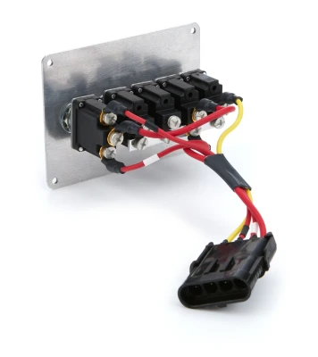 Switch Panel, Extreme, Dash Mount, 4.125 x 3 in, 3 Toggles / 1 Momentary Toggle / 1 Crossover, Black, Each - QCP-50-7711