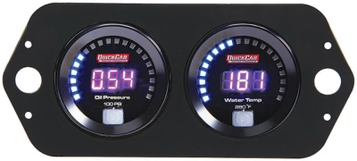 Open Wheel Gauge Panel Assembly, Digital, Oil Pressure / Water Temperature, Black Face, Kit. - QCP-67-2004