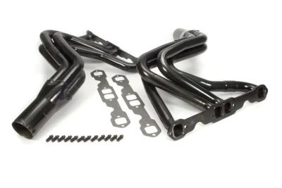 Full Length Headers, Street Stock, 1.75in. Primary, 3.5in. Collector, Includes Gaskets and Hardware, Steel, Black Paint, Stock Metric Clip 1978-1987, Small Block Chevy, Pair. - SCH108