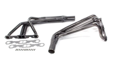 Full Length Headers, IMCA Modified, 1.625in. Primary, 3in. Collector, Includes Gaskets and Hardware, Steel, Black Paint, Small Block Chevy, Pair. (Fits Hoffman, Kazzbuilt, MB Customs, Razor and Sidebiter Chassis.) - SCH1101