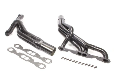 Full Length Headers, Street Stock, 1.75in. to 1.875in. Primary, 3.5in. Collector, Includes Gaskets and Hardware, Steel, Black Paint, Stock Clip, Small Block Chevy, Fits Malibu, Monte Carlo, Grand Prix, Regal, Cutlass, and 1970-1981 Camaro/ Firebird, Pair. - SCH156V