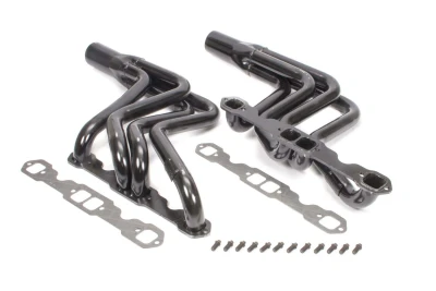 Full Length Headers, Street Stock, 1.625in. Primary, 3in. Collector, Includes Gaskets and Hardware Included, Steel, Black Paint, Small Block Chevy, Fits Camaro and Monte Carlo, Pair. - SCH165A