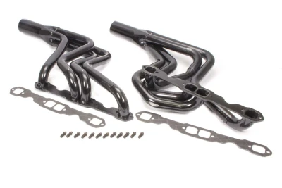 Full Length Headers, Street Stock, 1.625in. Primary, 3 in. Collector, Includes Gaskets and Hardware, Steel, Black Paint, Small Block Chevy, Fits Malibu, Monte Carlo, Grand Prix, Regal, Cutlass, and 1970-1981 Camaro/ Firebird, Pair. - SCH185M