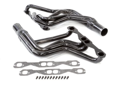 Full Length Headers, Street Stock, 1.625in. Primary, 3in. Collector, Includes Gaskets and Hardware, Steel, Black Paint, 602 Crate, Small Block Chevy, Fits Malibu, Monte Carlo, Grand Prix, Regal, Cutlass, and 1970-1981 Camaro/ Firebird, Pair. - SCH185MCM2
