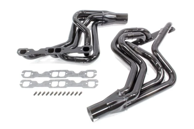 Full Length Headers, Street Stock, 1.625in. to 1.75in. Primary, 3in. Collector, Step Style, Includes Gaskets and Hardware, Steel, Black Paint, GM 604 Crate, Fits Malibu, Monte Carlo, Grand Prix, Regal, Cutlass, and 1970-1981 Camaro/ Firebird, Pair. - SCH185VCM