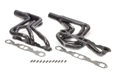 Full Length Headers, Street Stock, 1.75in. Primary, 3.5in. Collector, Includes Gaskets and Hardware, Steel, Black Paint, Small Block Chevy, Fits Malibu, Monte Carlo, Grand Prix, Regal, Cutlass, and 1970-1981 Camaro/ Firebird, Pair. - SCH186