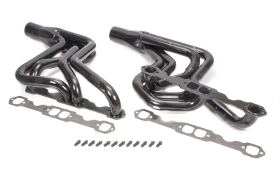 Full Length Headers, Street Stock, 1.75in. Primary, 3in. Collector, Includes Gaskets and Hardware, Steel, Black Paint, Small Block Chevy, Fits Malibu, Monte Carlo, Grand Prix, Regal, Cutlass, and 1970-1981 Camaro/ Firebird, Pair. - SCH186-3