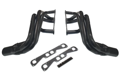 Full Length Headers, Street Stock, 1.875in. Primary, 3.5in. Collector, Spread Port, Includes Gaskets and Hardware, Steel, Black Paint, Small Block Chevy, Fits Malibu, Monte Carlo, Grand Prix, Regal, Cutlass, and 1970-1981 Camaro/ Firebird, Pair. - SCH187SP