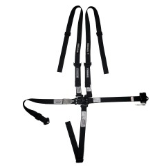 Harness, Sprint Car, 5 Point, 2 in Latch, Ractcheting, SFI 16.1, 2 in Pull Down Adjust, Wrap Around, Individual Harness, Black, Kit