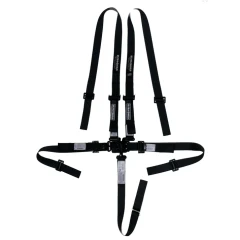 Harness, Sprint Car, 5 Point, 2 in Latch and Link, SFI 16.1, 2 in Pull Down Adjust, Wrap Around, Individual Harness, Black, Kit
