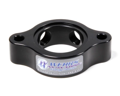 Water Neck Spacer, 1 in Thick, Two 3/8 in NPT Female Ports, Aluminum, Black Anodized, Chevy V8, Each - WM39375