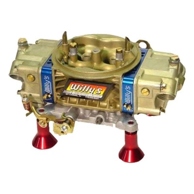 Willy's Alky Carburetor, Weekend Warrior, 355-406C.I., 4-Barrel, 750 CFM, Square Bore, No Choke, Mechanical Secondary, Dual Inlet, Gold Chromate, Each. - WLY50115