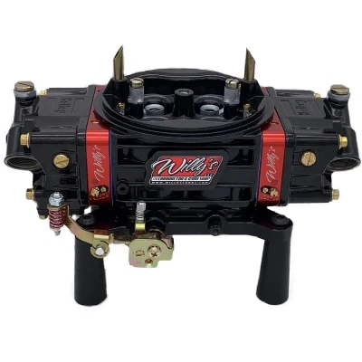 Willy's Gas Carburetor, HP, 4-Barrel, 650 CFM, Square Bore, No Choke, Mechanical Secondary, Dual Inlet, Black Powder Coat, For GM 604, Each. - WLY62502