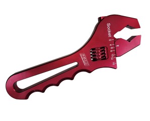 Adjustable AN Wrench, Single End, Up to 16 AN, 8 in Long, 1/2 in thick, Aluminum, Black Anodized, Each
