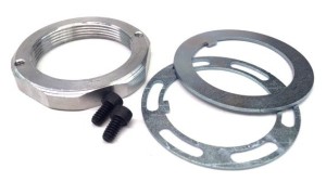 Spindle Nut, Keyed Washer / Screws Included, Aluminum, Clear Anodized, 2 in Pin Wide 5 Hubs, Kit