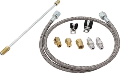 Hydraulic Hose, Clutch Hose, 36 in Long, 4 AN Hose, 4 AN Straight Female to 3/16 in 90 Degree Inverted Flare Male, Fittings, Braided Stainless, PTFE, Kit - PPM46101-36
