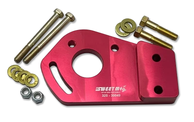 Power Steering Pump Bracket, Bellhousing Mount, Aluminum, Red Anodized, Small Block Chevy, Each - SWE325-30049