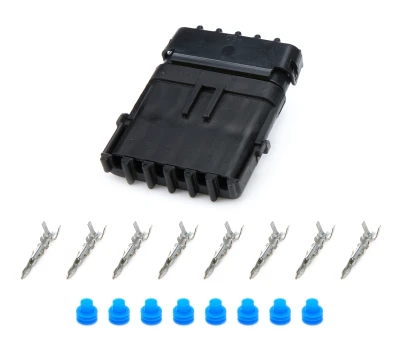 Electrical Connector, Weather Pack Sealed Connector, 6 Pin, Plastic, Black, Kit - QCP-50-362