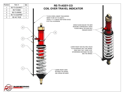 Travel Indicator - Coil Over, 2.5 in - RE-TI-ASSY-CO