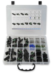 Weatherproof Connector Kit 232 Pc. Kit Incl. Assortment of 14 Male And Female Connectors 120 Crimp Terminals 80 Seals For 12-20 Gauge Wire Plastic Storage Case