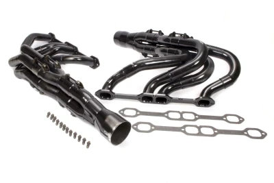 Full Length Headers, IMCA Modified Tri-Y, 1.75 to 1.875in. Primary, 3.5in. Collector, Includes Gaskets and Hardware, Steel, Black Paint, 18 Degree Head, Small Block Chevy, Fits Dirt Works, Harris, Hoffman, Impressive, Lightning ('17 and Older), Pierce, and Victory, Pair. - SCH1186VY18