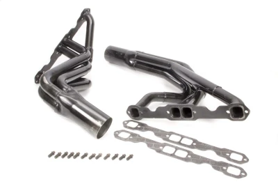 Full Length Headers, Dirt Late Model, 1.625 to 1.75in. Primary, 3.5in. Collector, Includes Gaskets and Hardware, Steel, Black Paint, Small Block Chevy, Fits Rocket (Not XR1), and Bernheisel, Pair. - SCH141-525LV