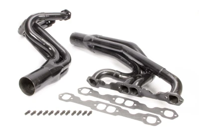 Full Length Headers, Dirt Late Model, 1.75 to 1.875in. Primary, 3.5in. Collector, Includes Gaskets and Hardware, Steel, Black Paint, Small Block Chevy, Fits Masterbilt and Rocket XR1, Pair. - SCH142-505LVG