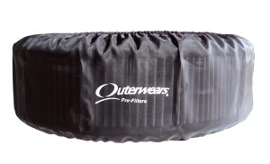Air Filter Wrap, Pre Filter, Round, 15 in Diameter, 4 in Tall, Top, Outerwears Logo, Polyester, Black, Each