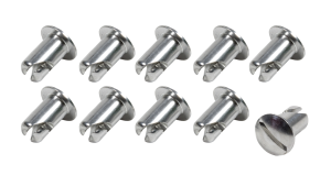 Quick Turn Fastener, Oval Head, Slotted, 7/16 x 0.500 in Body, Aluminum, Clear Anodized, Set of 10