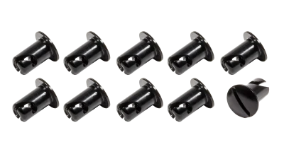 Quick Turn Fastener, Oval Head, Slotted, 7/16 x 0.500 in Body, Aluminum, Black Anodized, Set of 10 - PPMZ-210S