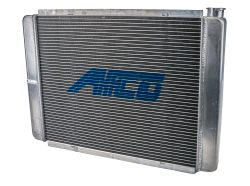 Radiator, 27.5 in W x 19 in H x 3 in D, Universal Passenger Side Inlet, Passenger Side Outlet, Aluminum, Natural, Each