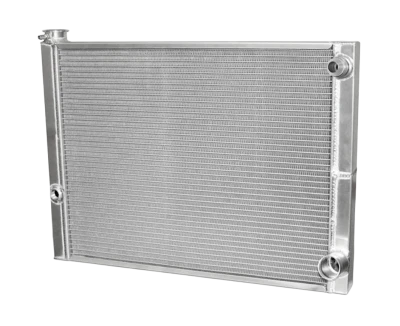 Radiator, 27.500 in W x 20 in H x 2 in D, Dual Pass, -16 AN Passenger Side Inlet, Passenger Side Outlet, Aluminum, Natural, Each - AFC-80185NDP-16