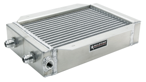 Oil Cooler, 8-3/4 x 15 x 3-1/2 in, Deck Mount, 12 AN Male Inlet / Outlet, 1/2 in NPT Female Port, Aluminum