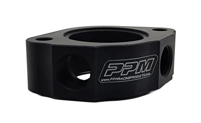 Waterneck Spacer (2) 1/2 in NPT Holes, Aluminum, Black Anodized - PPM0610