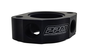 Waterneck Spacer (2) 1/2 in NPT Holes, Aluminum, Black Anodized